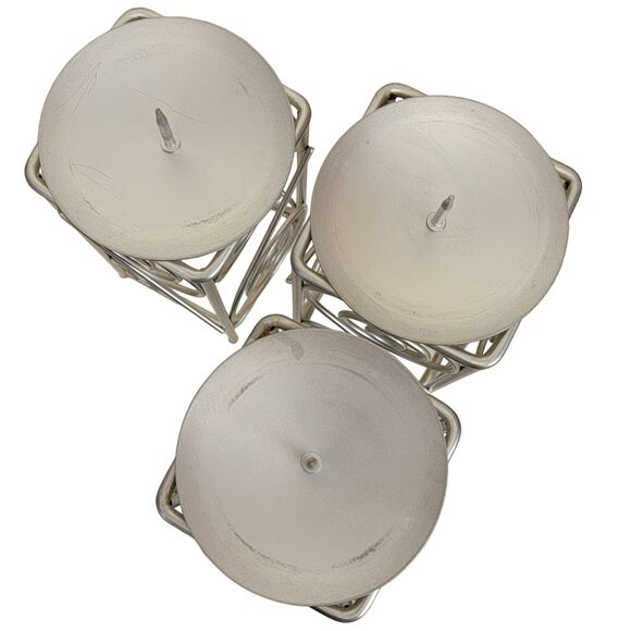 Silver Tone Candle‎ Holders Set of 3 Pillar 7" Scroll Ornate Metal Home Decor - Picture 6 of 7